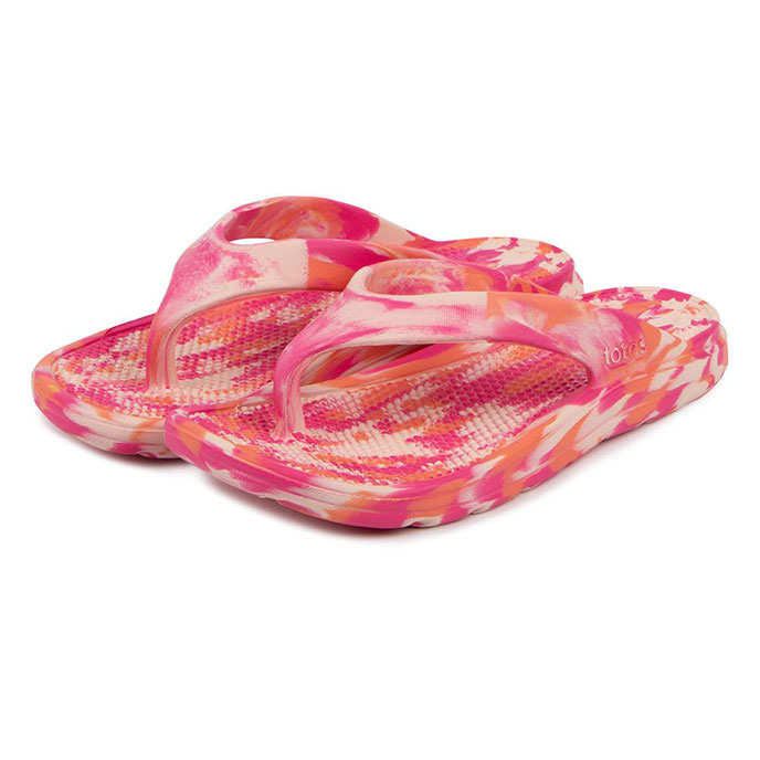 totes® SOLBOUNCE  Ladies Toe Post Pink Tie Dye Extra Image 1